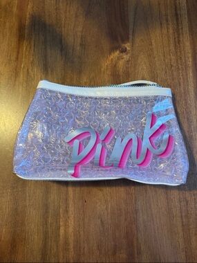 PINK Victoria's Secret Clear Bubble Cosmetic Bag with Pink Logo